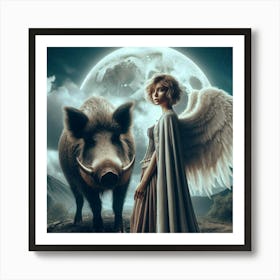 Angel And Boar 1 Art Print