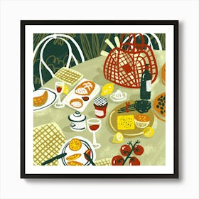 Picnic Lunch and Wine in the Garden Art Print