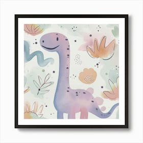 Cute Muted Apatosaurus Dinosaur   1 Art Print