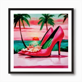 Pink Shoes At Sunset Art Print