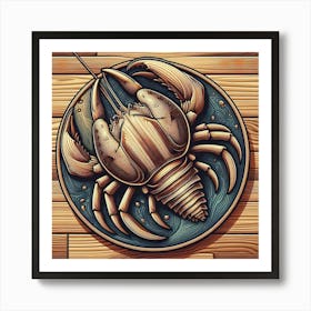 Stylized Wooden Lobster Artwork Art Print