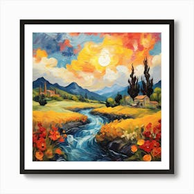 Sunset In The Countryside Art Print