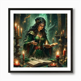 Witch Reading A Book Art Print