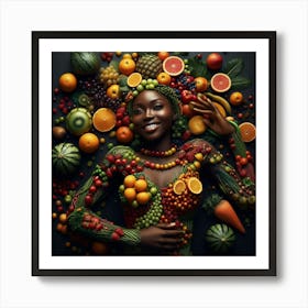 Afro-American Woman With Fruits Art Print