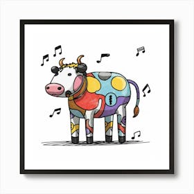 Cow With Music Notes 1 Art Print