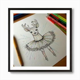 Deer In Tutu 1 Art Print