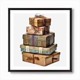 Stacked Gift Boxes Art Print