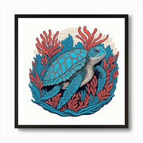 Turtle In The Sea Art Print