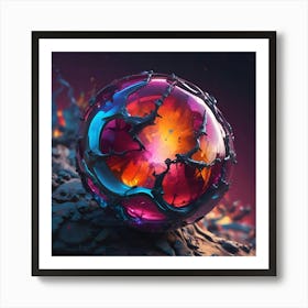 Fractal Sphere glowing glow orb Art Print