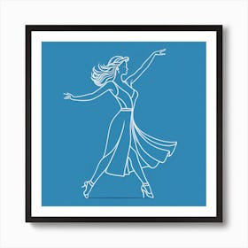 Line Drawing Of A Woman Dancing Art Print