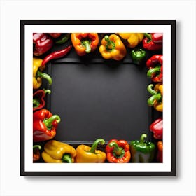 Colorful Peppers On Black Background 11 Art Print