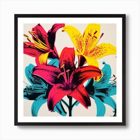 Andy Warhol Style Pop Art Flowers Gloriosa Lily 1 Square Art Print