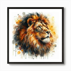 Lion Painting in water color Art Print