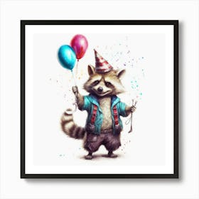 Birthday Raccoon 2 Art Print