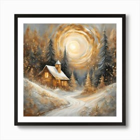 Chistmas Light Snow Scene Art Print