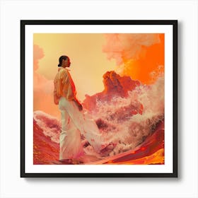 Woman Standing On A Wave 1 Art Print