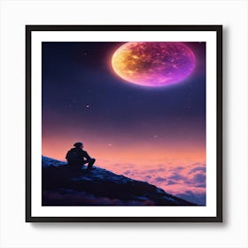 Man Watching The Moon Art Print