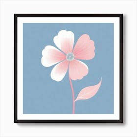 A White And Pink Flower In Minimalist Style Square Composition 248 Art Print