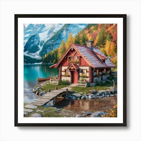 Cabin In The Mountains Art Print