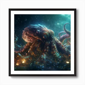 Octopus In The Dark Art Print