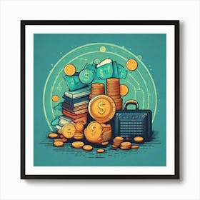 Firefly Finance, Illustration, Logo, Background, Icon, Money, Banking, Investment, Economy, Wealth, (8) Art Print