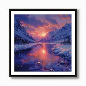 Sunset In The Mountains 6 Art Print