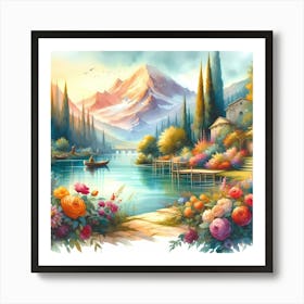 Lake By The Mountains Art Print