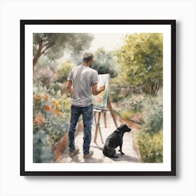 Gardener And Dog Art Print