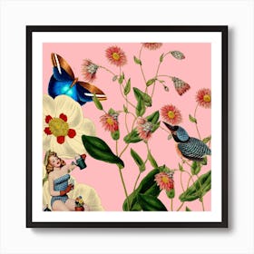 Big Flower Dream Pink Square Art Print