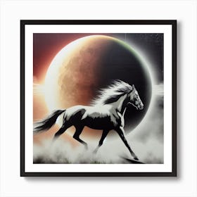 Horse And Moon Art Print