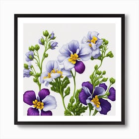 Violet Flowers myluckycharm 1 Art Print