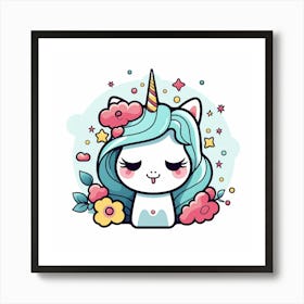 Unicorn Kawaii 1 Art Print