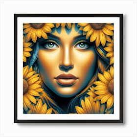 Sunflower Girl 3 Art Print