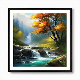 Waterfall In The Forest 42 Art Print