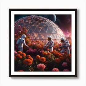 Moon floriculture under domes. Art Print