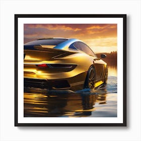 Sunset Over Water Car Art Print