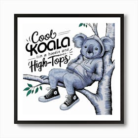 Cool Koala In A Hoodie High Tops Art Print