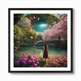 Girl In A Garden 8 Art Print