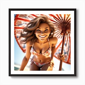 Girl On The Beach Art Print