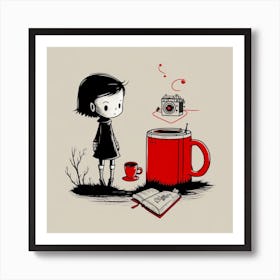 Little girl's day in a cup Art Print