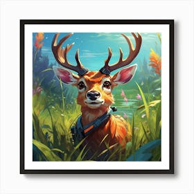 Deer In The Grass 5 Art Print