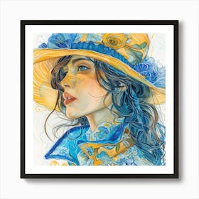 Blue And Yellow Hat Art Print