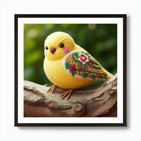 Embroidered Bird Art Print