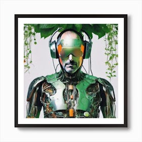 Robot With Headphones 2 Art Print