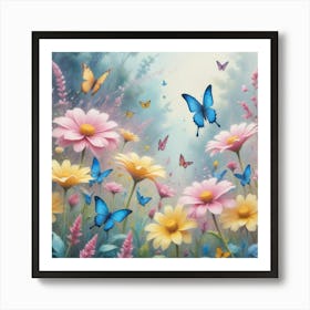 Butterflies In The Garden 2 Art Print