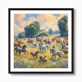 Horses In The Meadow 1 Art Print