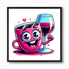 Cute Little Girl With A Glass Of Wine Art Print