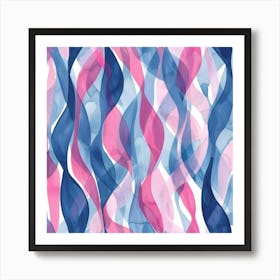 Blue And Pink Wavy Pattern Art Print