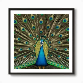 Peacock Displaying Feathers Art Print