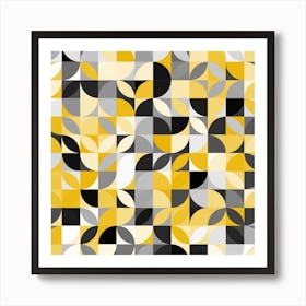 Abstract Yellow And Grey Geometric Pattern Art Print